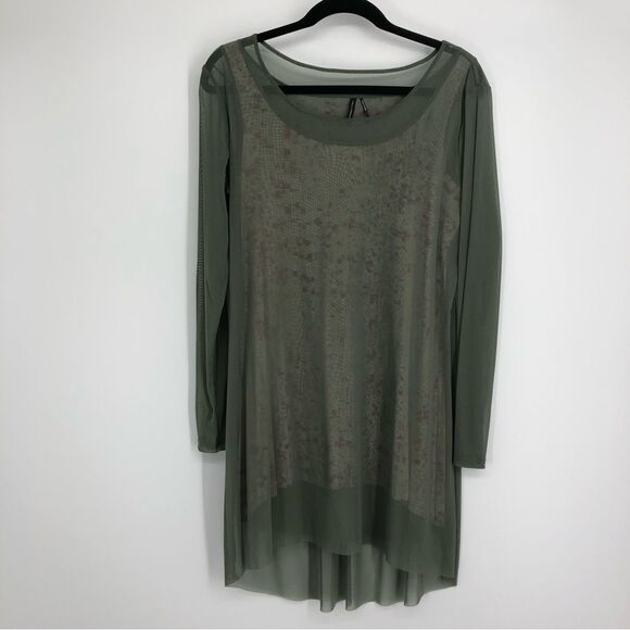 STELLA CARAKASI Lagenlook Floral Tunic Green Size Small - Picture 1 of 7